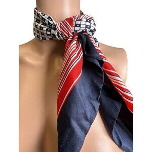 Vintage Rain Repellent Ship Woman's Square Polyester Scarf Red Blue bandana